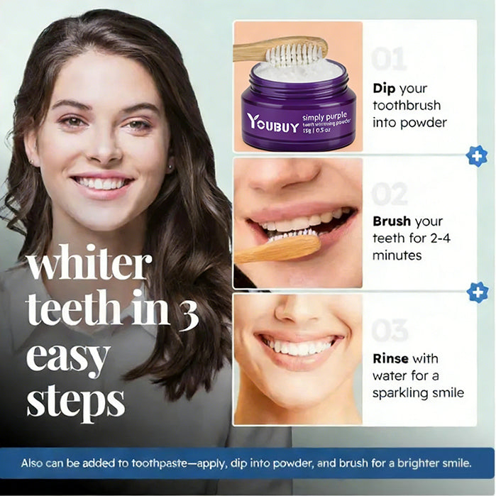 Brightening Powder - Conceals Stains, No Sensitivity - Enamel-Safe Toothpaste Whitening Powder for Coffee, Tea, Food, Wine, and Tobacco Stains.