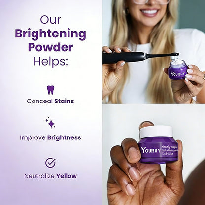 Brightening Powder - Conceals Stains, No Sensitivity - Enamel-Safe Toothpaste Whitening Powder for Coffee, Tea, Food, Wine, and Tobacco Stains.